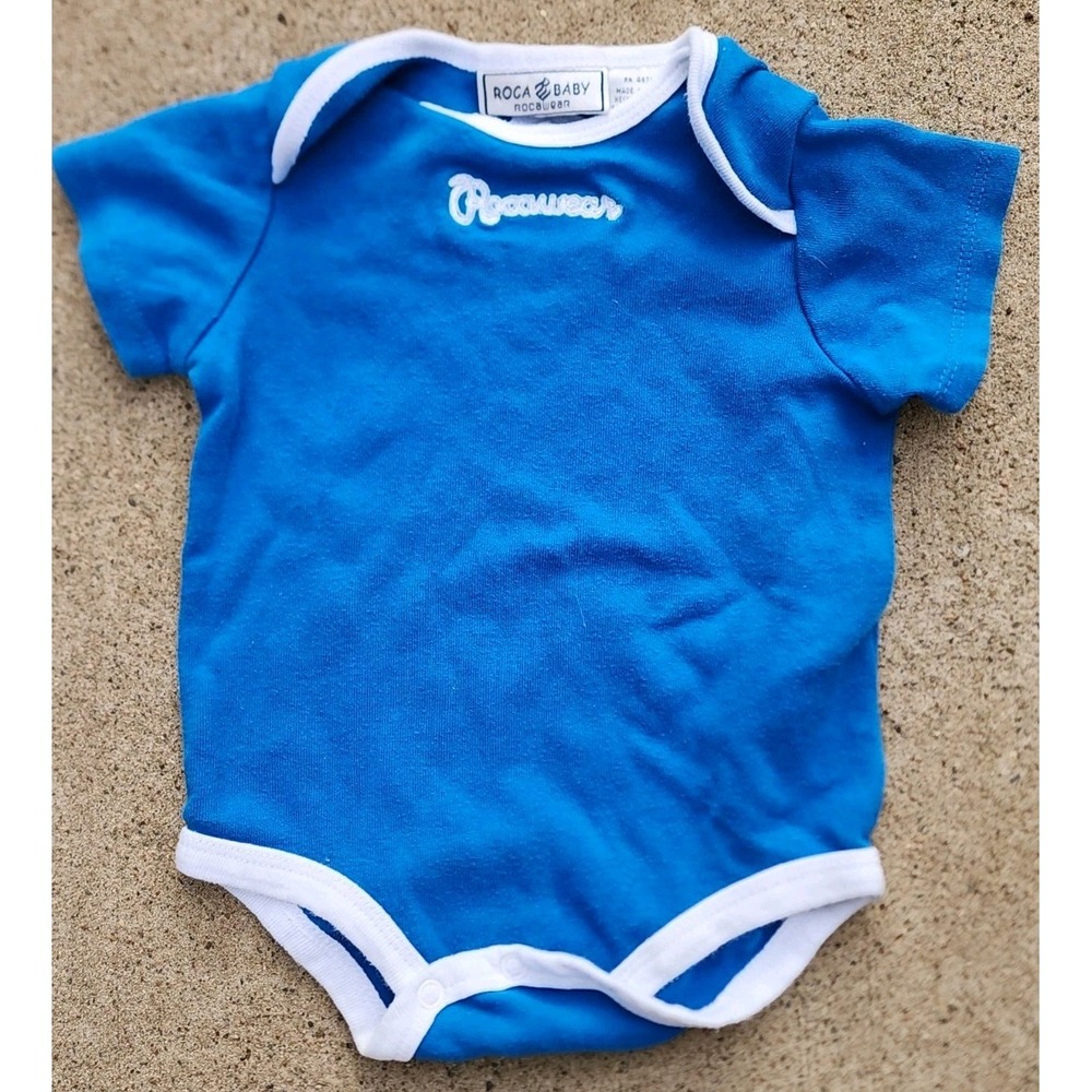 Vintage RocaWear Blue O / 6  Months Y2K Romper Shirt Bodysuit Creeper Boy